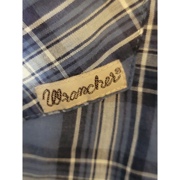 Wrangler Wrancher Pearl Snap Blue Plaid Western Shirt Size Men's Medium - Picture 5 of 6